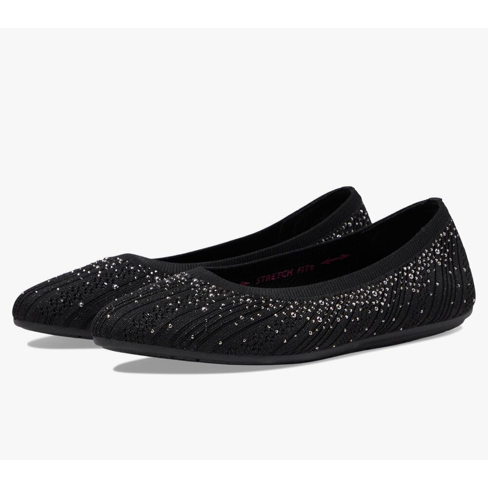 EUC Skechers Cleo 2.0 Black Glitzy Daze Vegan RECYCLED Knit Stretch Women's 9.5